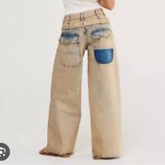 NEW Free People We The Free Jeans Waterfalls baggy wide leg denim pants 26 - Picture 2 of 12